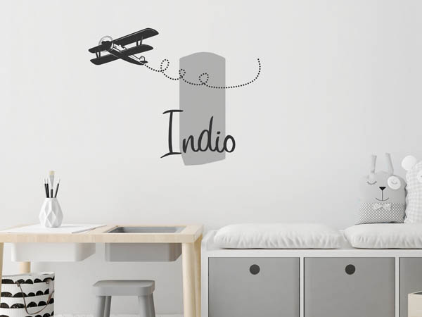 Wandtattoo Indio mit Flugzeug