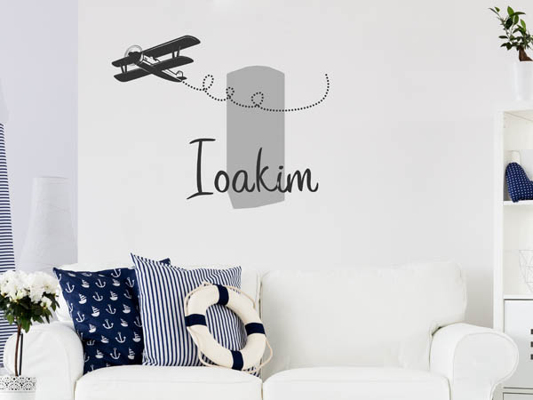Wandtattoo Ioakim mit Flugzeug