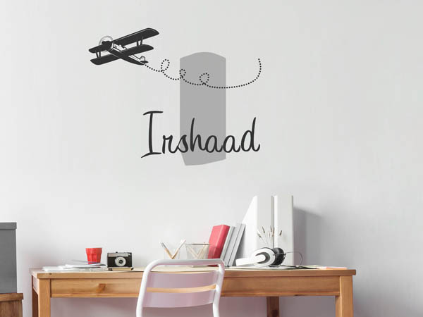 Wandtattoo Irshaad mit Flugzeug