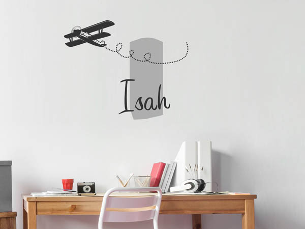 Wandtattoo Isah mit Flugzeug