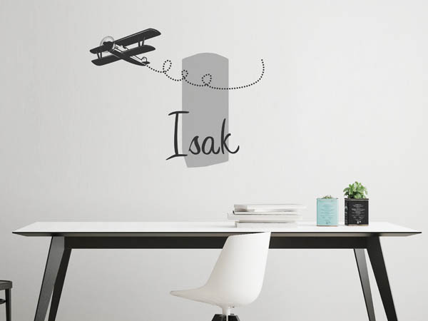 Wandtattoo Isak mit Flugzeug