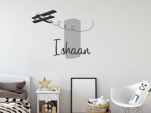 Wandtattoo Ishaan mit Flugzeug