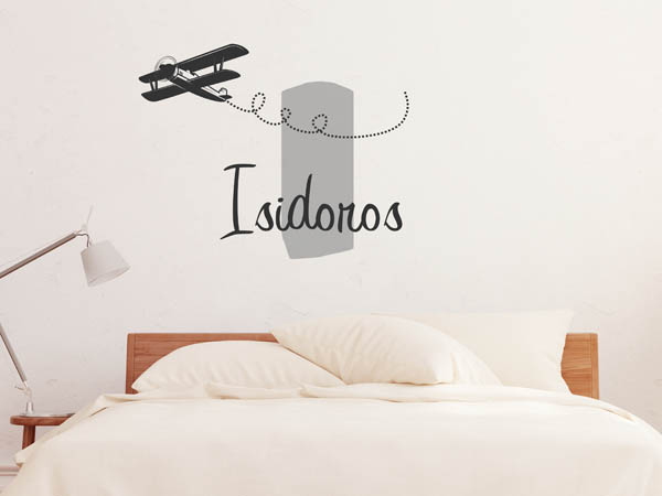 Wandtattoo Isidoros mit Flugzeug