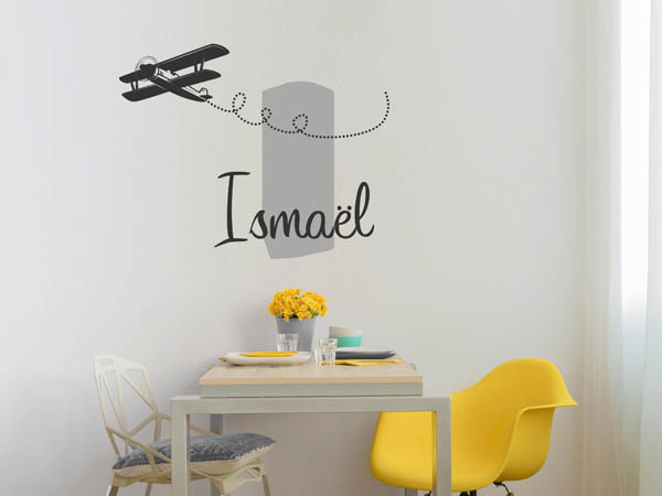 Wandtattoo Ismaël mit Flugzeug