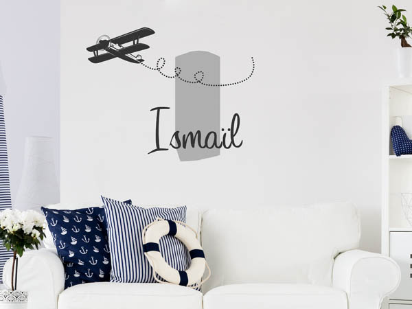 Wandtattoo Ismaïl mit Flugzeug