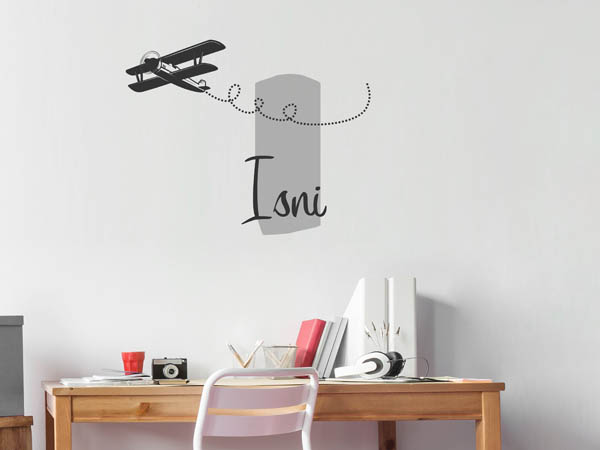 Wandtattoo Isni mit Flugzeug