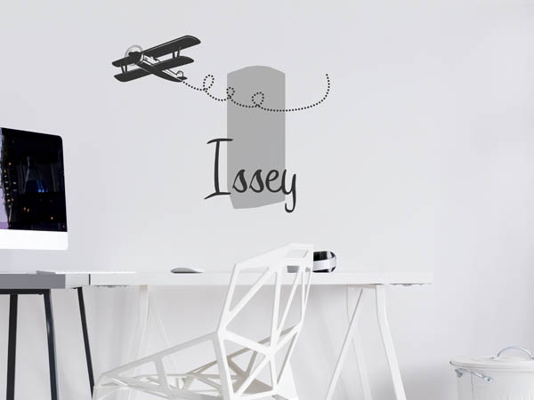 Wandtattoo Issey mit Flugzeug
