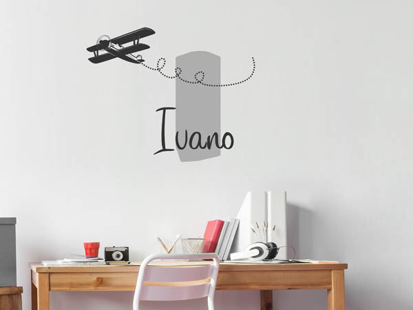 Wandtattoo Ivano mit Flugzeug