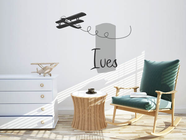 Wandtattoo Ives mit Flugzeug