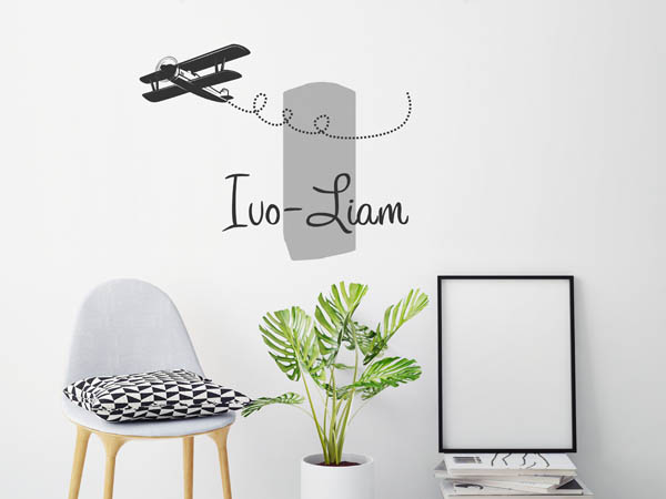 Wandtattoo Ivo-Liam mit Flugzeug