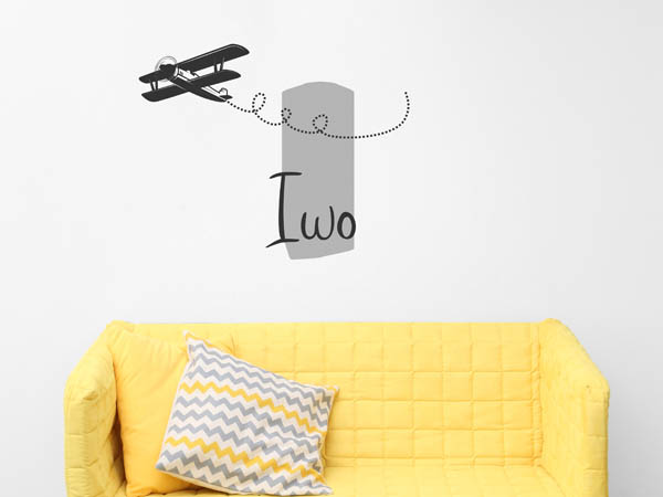 Wandtattoo Iwo mit Flugzeug