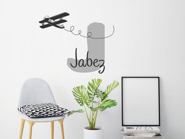 Wandtattoo Jabez mit Flugzeug