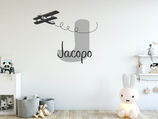Wandtattoo Jacopo mit Flugzeug