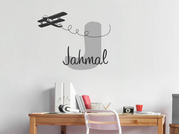 Wandtattoo Jahmal mit Flugzeug
