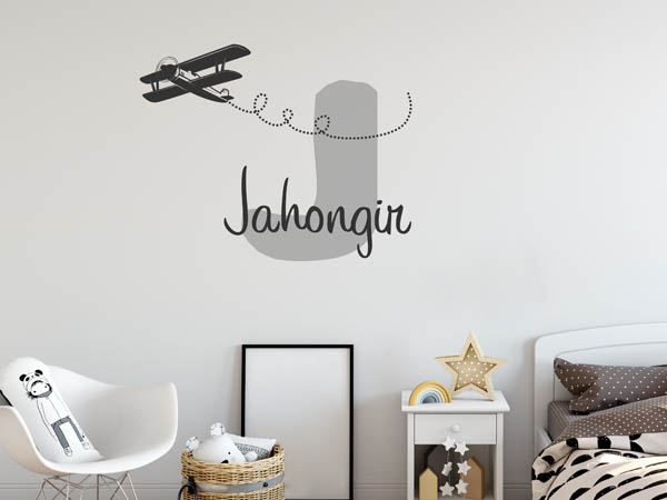 Wandtattoo Jahongir mit Flugzeug