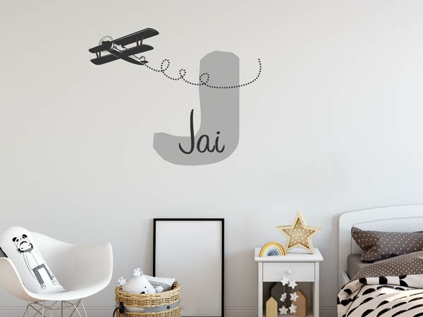 Wandtattoo Jai mit Flugzeug