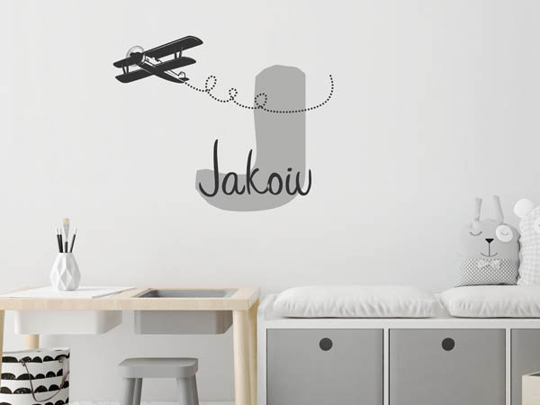 Wandtattoo Jakoiv mit Flugzeug