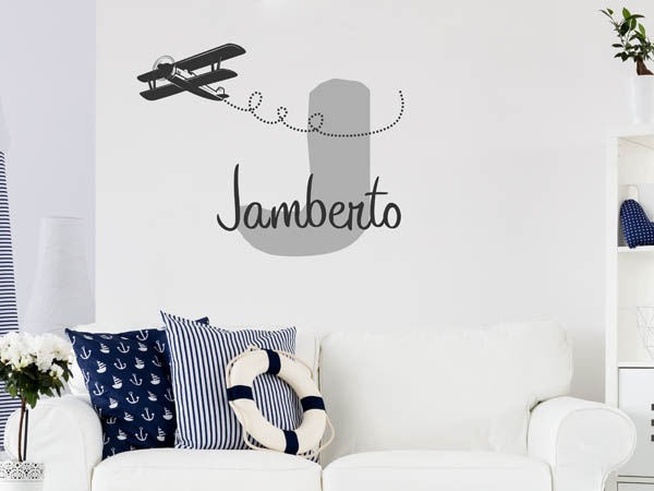 Wandtattoo Jamberto mit Flugzeug
