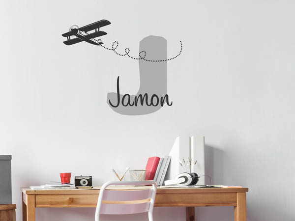 Wandtattoo Jamon mit Flugzeug