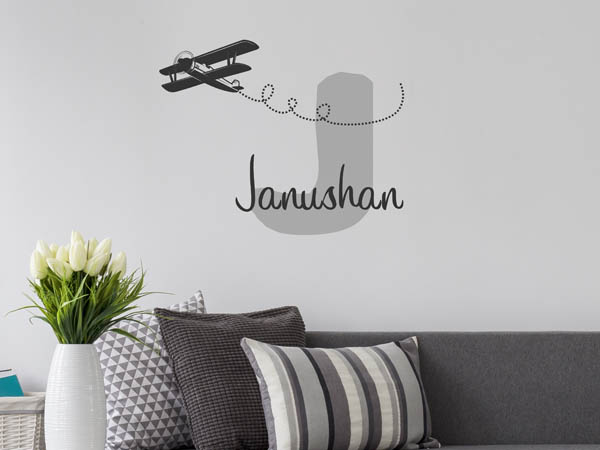 Wandtattoo Janushan mit Flugzeug