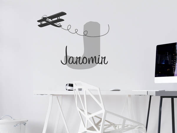Wandtattoo Jaromir mit Flugzeug