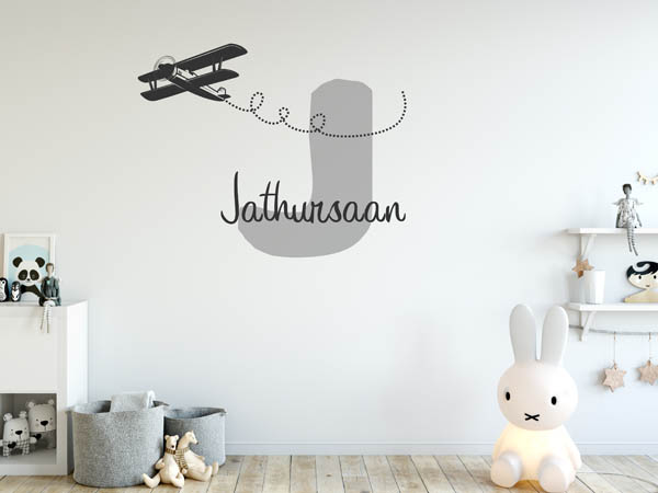 Wandtattoo Jathursaan mit Flugzeug