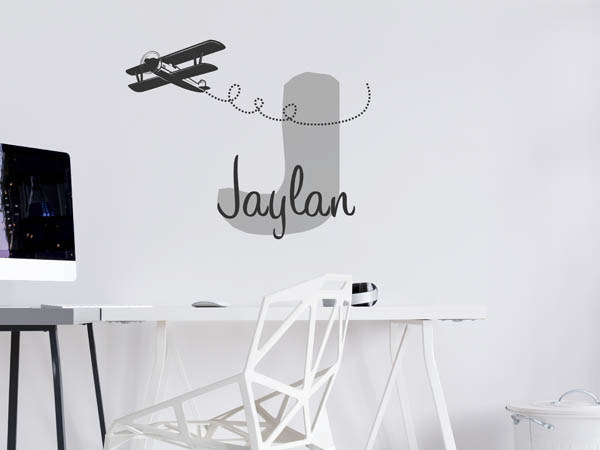 Wandtattoo Jaylan mit Flugzeug