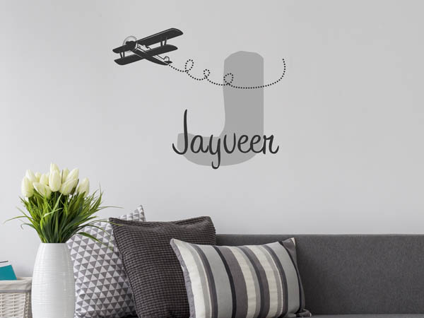 Wandtattoo Jayveer mit Flugzeug