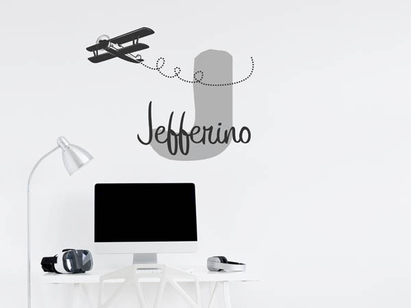Wandtattoo Jefferino mit Flugzeug