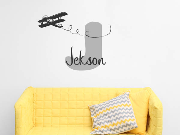 Wandtattoo Jekson mit Flugzeug