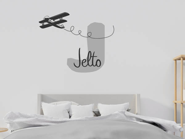 Wandtattoo Jelto mit Flugzeug