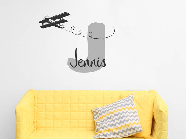 Wandtattoo Jennis mit Flugzeug