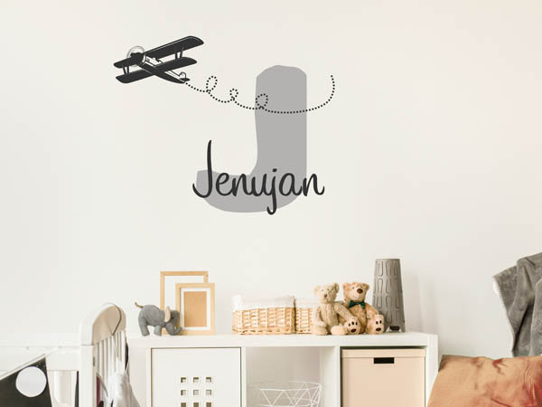 Wandtattoo Jenujan mit Flugzeug