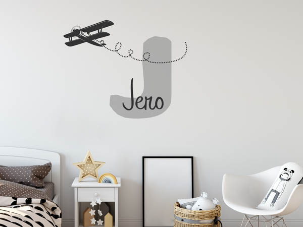 Wandtattoo Jero mit Flugzeug