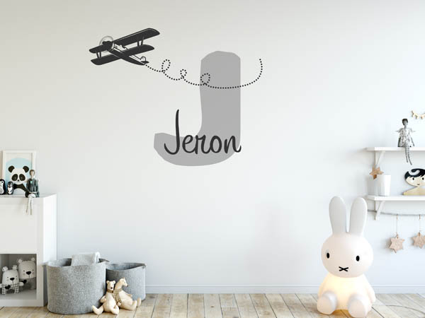 Wandtattoo Jeron mit Flugzeug