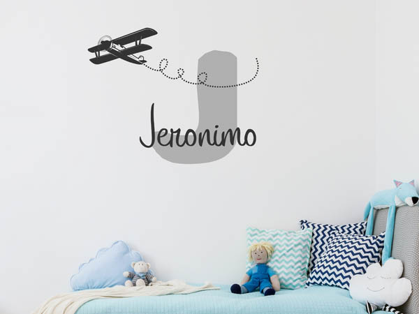 Wandtattoo Jeronimo mit Flugzeug