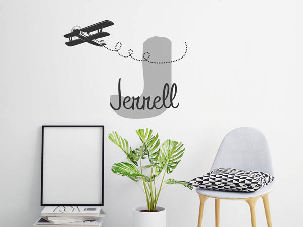 Wandtattoo Jerrell mit Flugzeug