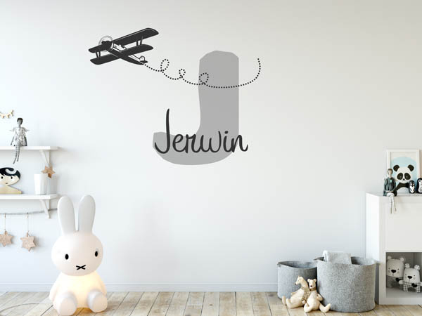 Wandtattoo Jerwin mit Flugzeug