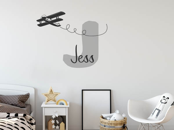 Wandtattoo Jess mit Flugzeug
