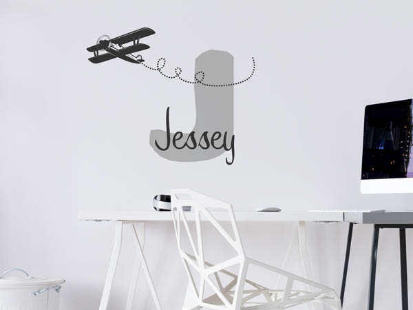 Wandtattoo Jessey mit Flugzeug