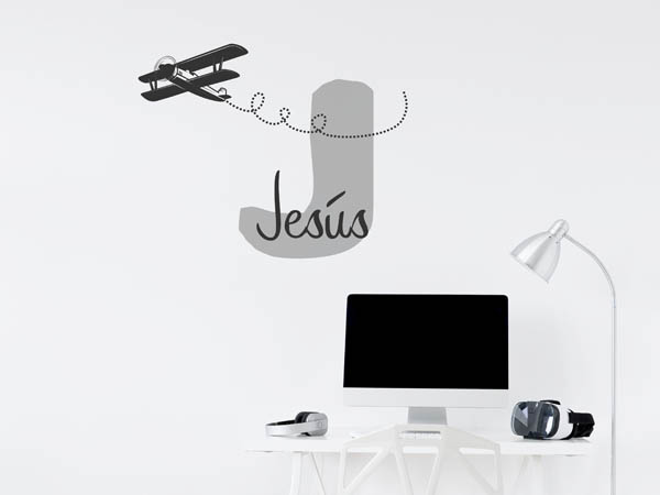 Wandtattoo Jesús mit Flugzeug