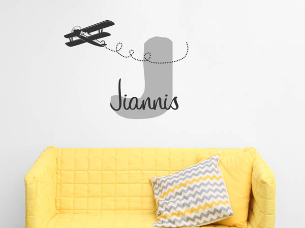 Wandtattoo Jiannis mit Flugzeug