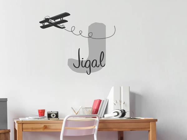 Wandtattoo Jigal mit Flugzeug