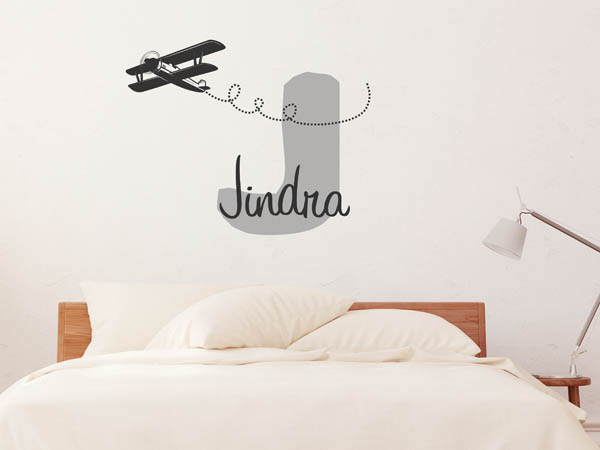 Wandtattoo Jindra mit Flugzeug