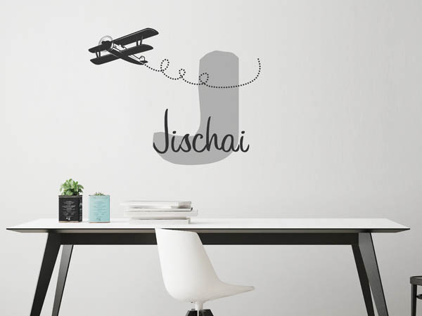 Wandtattoo Jischai mit Flugzeug