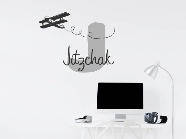 Wandtattoo Jitzchak mit Flugzeug