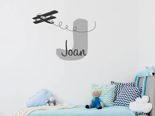 Wandtattoo Joan mit Flugzeug