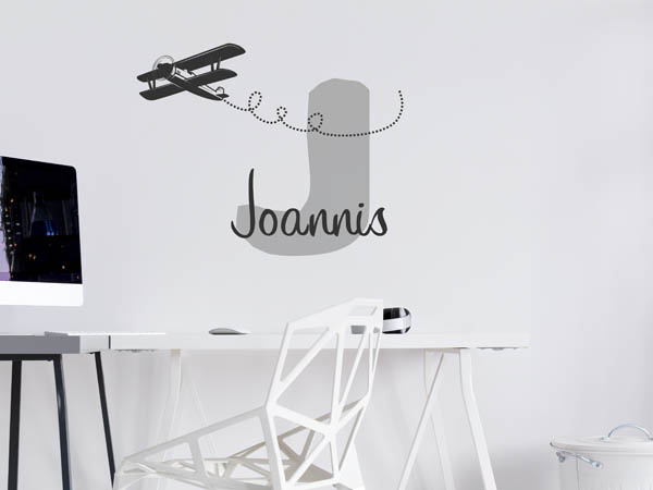 Wandtattoo Joannis mit Flugzeug