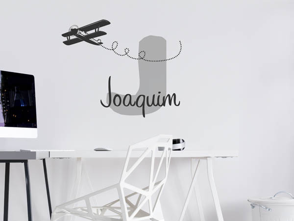 Wandtattoo Joaquim mit Flugzeug