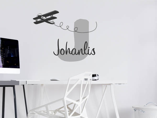 Wandtattoo Johanlis mit Flugzeug